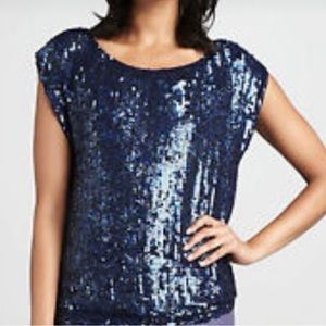 Alice + Olivia Midnight Blue Sequin Top